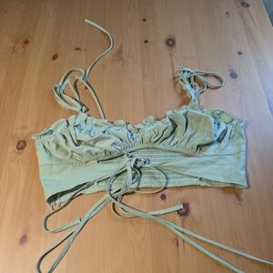 Green Ruched Women's Crop Top Medium